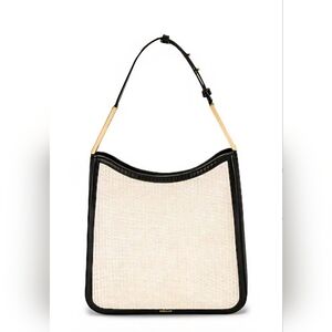 DeMellier London Helsinki Tote - Natural Raffia & Black Leather - NWOT